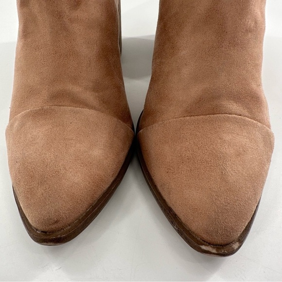 Report Tisha ankle booties 8.5 tan faux leather pointy cap toe slip on mules - Picture 3 of 13